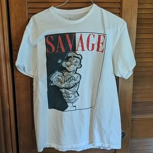 Savage Popeye Graphic T-shirt Size Large